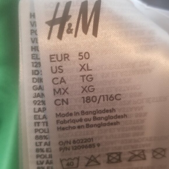 NWT H & M Women's One-piece Sage/ Dark Green Textured Swimsuit Sz XL - Picture 3 of 5